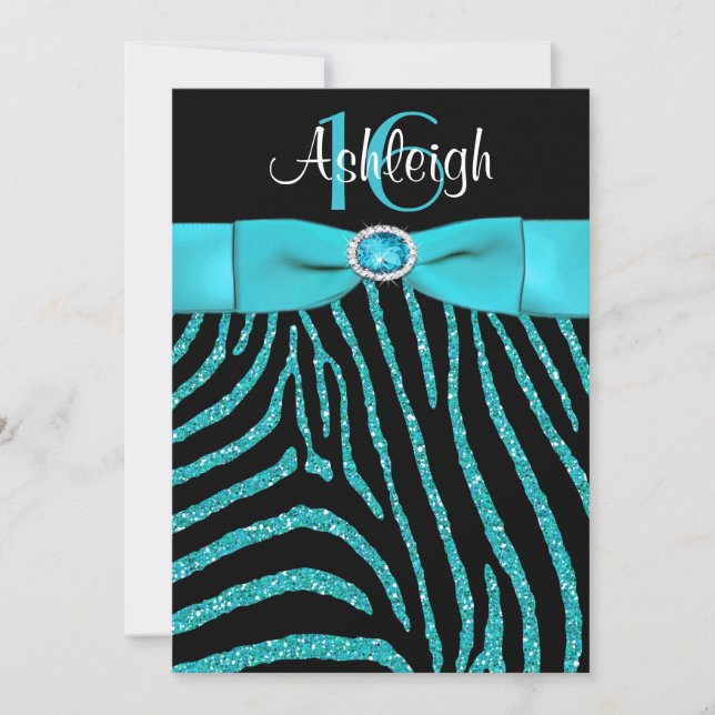 IMPRIMÉ RIBBON Zebra 16e anniversaire Invitation (Devant)