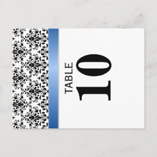 Imprimé Royal Blue Ribbon Damask Numéro de table