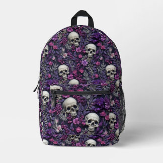 Imprimé Sac à dos à crânes et fleurs violettes