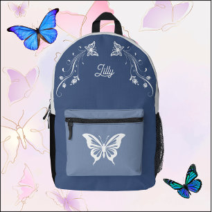Imprimé Sac à dos à papillon blanc et bleu