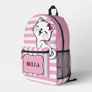 Imprimé Sac à dos à ruban rose Cute Kitty personnalisé