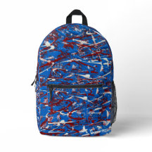 Sac à dos Abstrait bleu blanc rouge