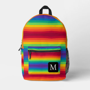 Imprimé Sac à dos arc-en-ciel avec monogramme et motif ray