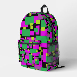 Imprimé Sac à dos avec art géométrique Magenta Vert Noir