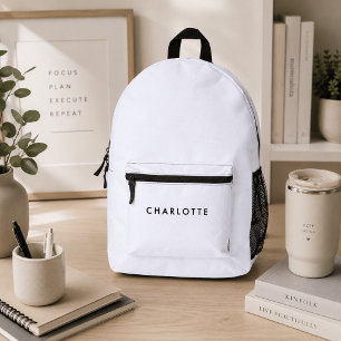 Imprimé Sac à dos blanc personnalisé moderne avec nom