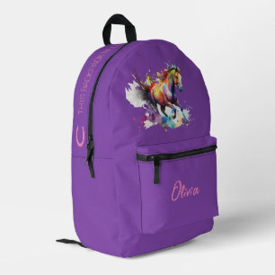 Imprimé Sac à dos cheval personnalisé violet féminin