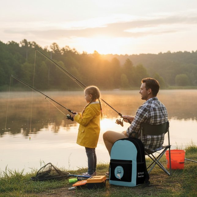 Imprimé Sac à dos Cool Reel Papa (Let Dad know how cool he is with this, "Reel Cool Dad" fishing backpack! )