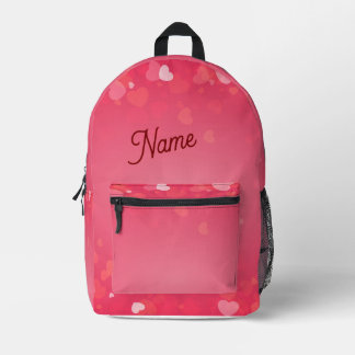 Imprimé Sac à dos de coeur rose personnalisé - Nom personn
