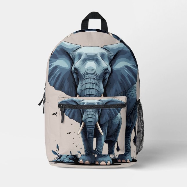 Imprimé Sac à dos d'éléphant sauvage, Voyage à l'école Pos (Recto)