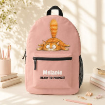 Sac à dos drôle de chat orange personnalisé pour e