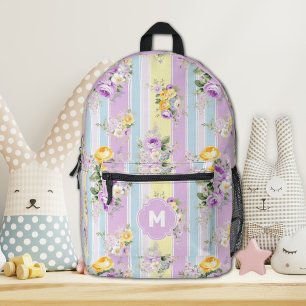 Imprimé Sac à dos floral lavande rayé personnalisé