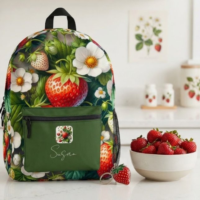 Imprimé  Sac à dos Fraise Rouge Baie Fruit  (Créateur téléchargé)