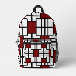 Imprimé Sac à dos géométrique moderne rouge profond, noir