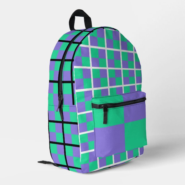 Imprimé Sac à dos Green and Purple Checks (Coin arrière gauche)