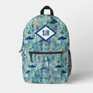 Imprimé Sac à dos monogramme Poisson Bleu