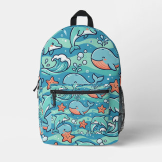 Imprimé Sac à dos motif dauphin baleine – Design vague océ