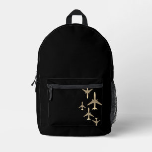 Imprimé Sac à dos Motif Gold Jet   Cadeau du pilote