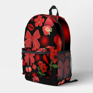 Imprimé Sac à dos Noir avec Gras Rouge Design