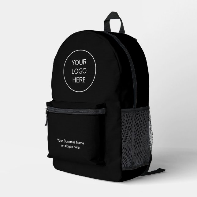 Imprimé Sac à dos noir du logo d'entreprise (Coin arrière droit)