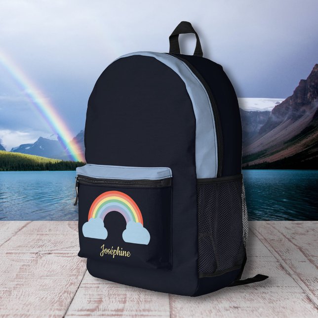 Imprimé Sac à dos noir Pastel Rainbow (Rainbow Black Backpack)