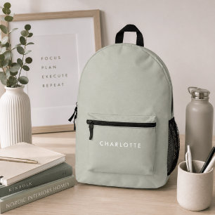 Imprimé Sac à dos personnalisé vert sauge moderne avec nom