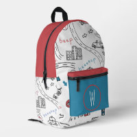 Sac à dos pour enfants avec monogramme de voitures