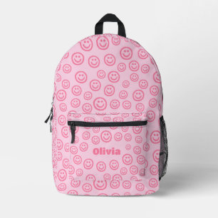 Imprimé Sac à dos Preppy, fournitures scolaires roses