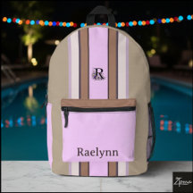 Sac à dos rayé avec monogramme floral personnalisé