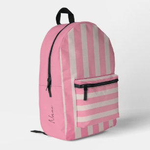 Imprimé Sac à dos rayé rose avec nom personnalisable