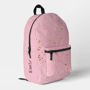 Imprimé Sac à dos rose personnalisé avec Confetti Or
