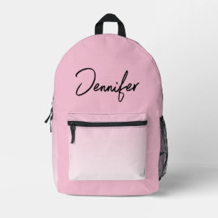 Imprimé Sac à dos rose poudré personnalisé avec nom person
