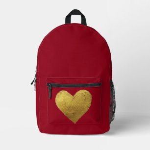 Imprimé Sac à dos rouge Coeur d'or Symbole d'amour