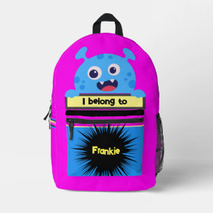 Imprimé Sac Buddy Blue Happy Monster Sac à dos personnalis