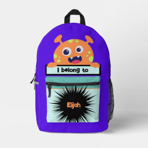 Imprimé Sac Buddy Orange Monster Sac à dos personnalisé