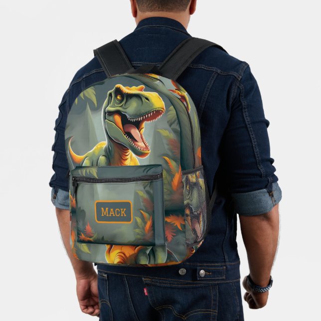 Imprimé T-Rex Dinosaur sac à dos gris et orange (Insitu (Modèle))