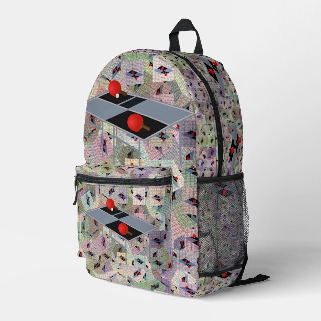 Imprimé Tables Ping Pong Avec Bats Motif, Sac À Dos (Coin arrière droit)