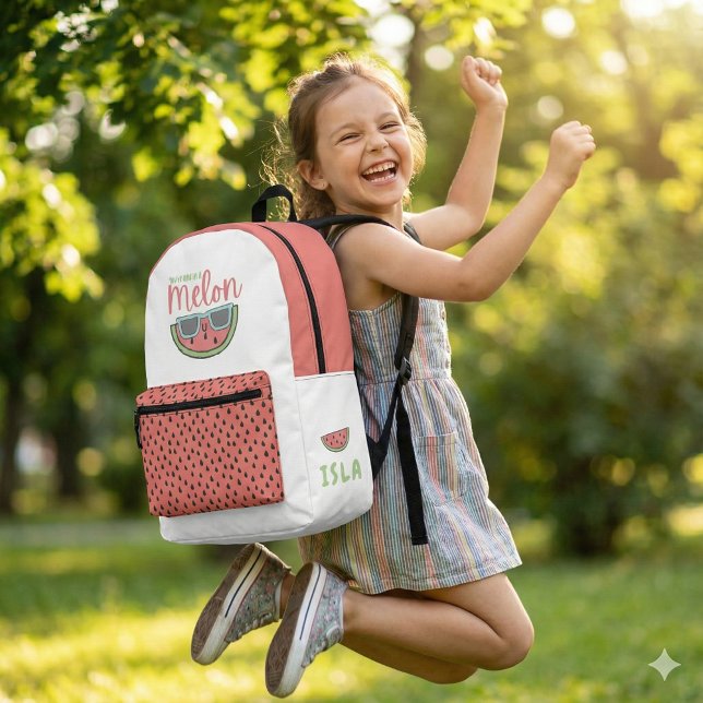 Imprimé Un Dans Un Sac À Dos Melon (Empower someone special with this, "One in a melon" personalized backpack! )