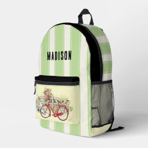 Imprimé Vélo rouge avec Fleurs Pesonalized sac à dos