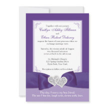 IMPRIMÉE BOW Purple White PHOTO Invitation de mari