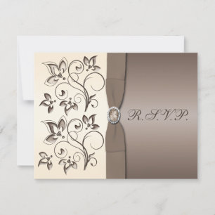IMPRIMÉE RIBBON Mocha, Carte RSVP florale ivoirien