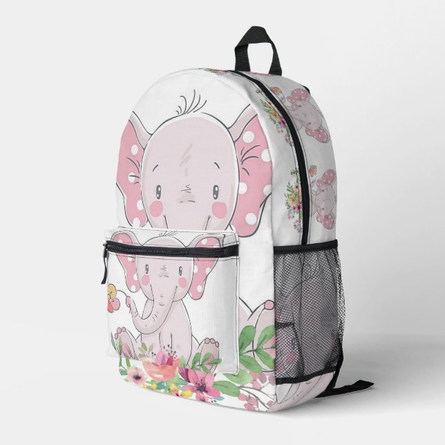 Imprimer Couper Sac À Coudre Pink Elephant Floral (Coin arrière droit)