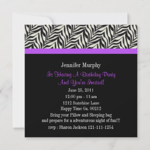 Imprimer Invitations de fête d'anniversaire Zebra
