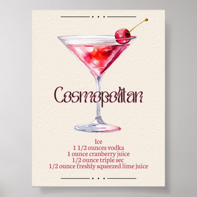Imprimerie d'art cosmopolite | Poster de cocktails (Devant)