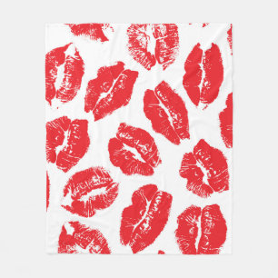 Imprint Kiss Red Lips: Vintag nahtlos Fleecedecke