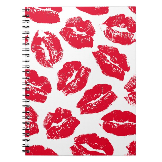 Imprint Kiss Red Lips: Vintag nahtlos Notizblock (Vorderseite)