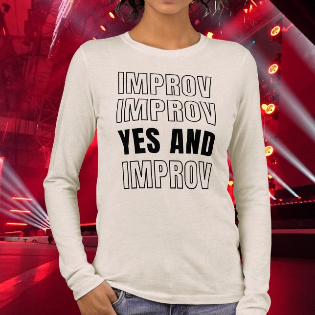 IMPROV JA und Improvisation Comedy Tri-Blend Shirt (Simple IMPROV YES AND long-sleeved T-shirt with bold and outline typography. Gift for comedians.)