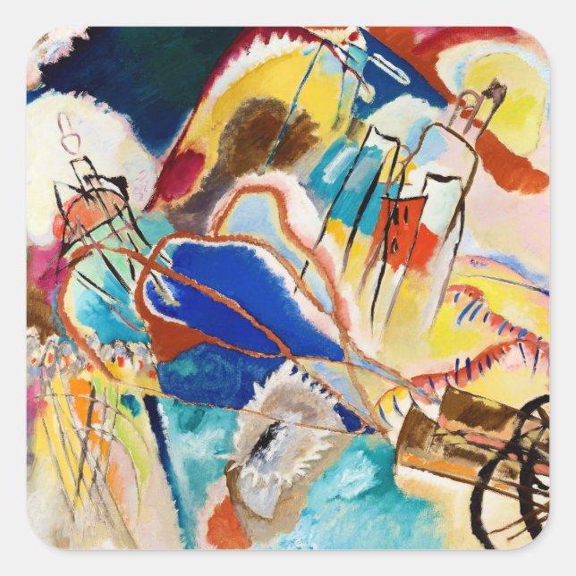 Improvisation 30 (Cannons) von Wassily Kandinsky Quadratischer Aufkleber (Vorderseite)