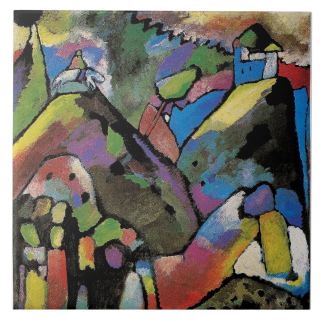 Improvisation 9, abstrakte Kunst von Wassily Kandi Fliese (Vorderseite)