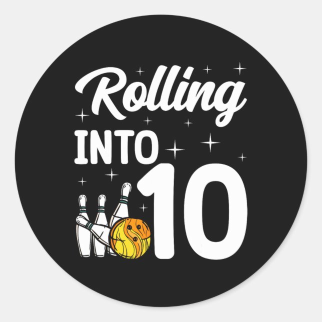 In 10 Bowling 10. Geburtstag Runder Aufkleber (Vorderseite)