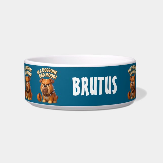 In a doggone bad mood – funny grumpy bulldog napf (Vorderseite)